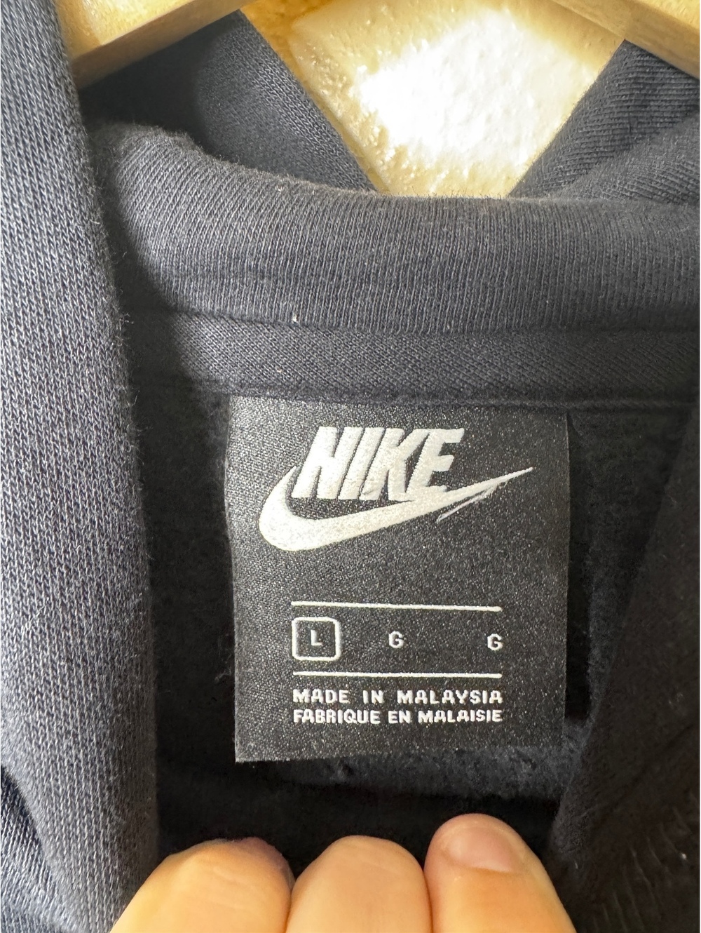 Nike Kids Large Hoodie Black Pullover Embroidered Swoosh Logo Sweatshirt L - Picture 3 of 7